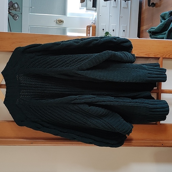 Emerald Green Open Front Sweater Cardigan - Picture 3 of 5